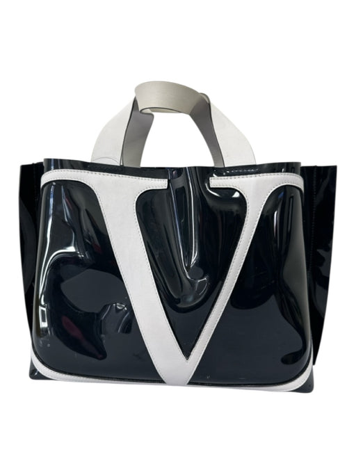Valentino Garavani Black & White PVC Top Handle Pouch included Logo Tote Bag Black & White / M