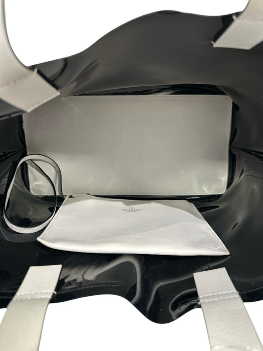 Valentino Garavani Black & White PVC Top Handle Pouch included Logo Tote Bag Black & White / M