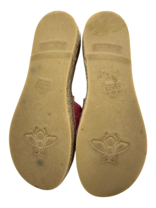 Gucci Shoe Size 39 Pink & Tan Canvas Espadrille Platform Rubber Outsole Sandals Pink & Tan / 39