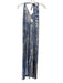 Natalie Martin Size XS Blue & Beige Silk Leaf Print One Shoulder Dress Blue & Beige / XS