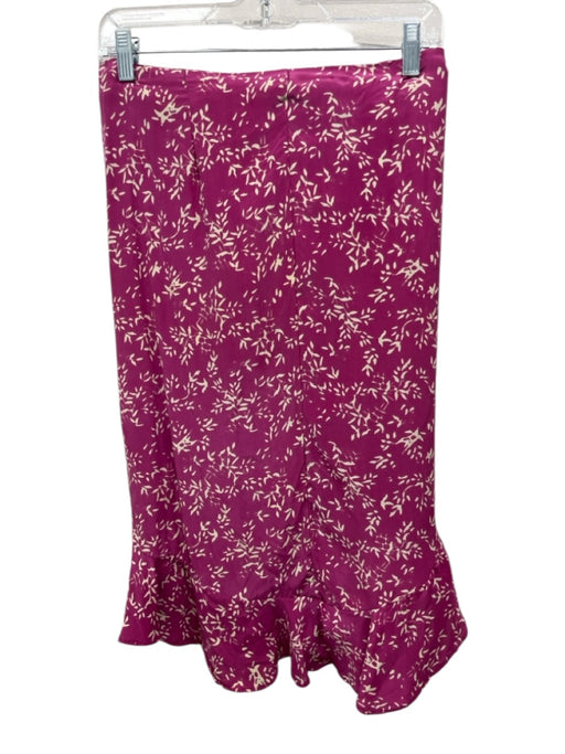Natalie Martin Size S Pink & Beige Silk Abstract Print Ruffle Wrap Skirt Pink & Beige / S
