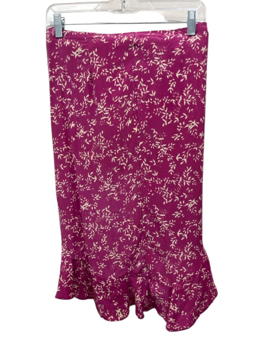 Natalie Martin Size S Pink & Beige Silk Abstract Print Ruffle Wrap Skirt Pink & Beige / S