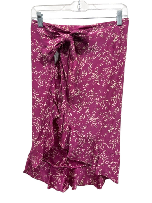 Natalie Martin Size S Pink & Beige Silk Abstract Print Ruffle Wrap Skirt Pink & Beige / S