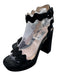 Prada Shoe Size 38.5 Black Suede Ankle Strap Round Toe Wavy Design Sandals Black / 38.5