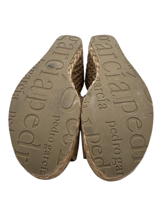 Pedro Garcia Shoe Size 39.5 Brown Suede Cut Outs Round Toe Raffia Sandals Brown / 39.5