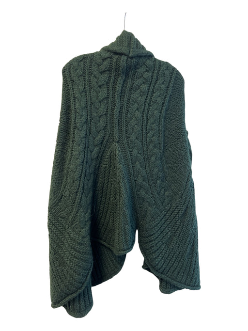 The Cue Size S Pine Green Acrylic Long Sleeve Knit Single Button Chunky Sweater Pine Green / S