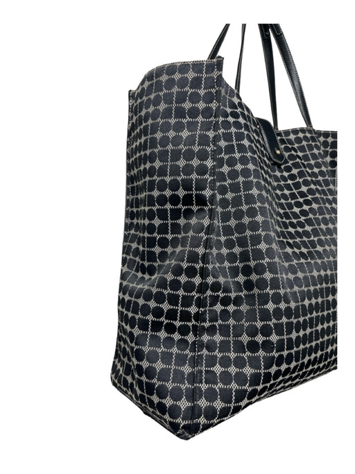 Kate Spade Black & White Canvas Leather straps Circle Print Tote Bag Black & White / L