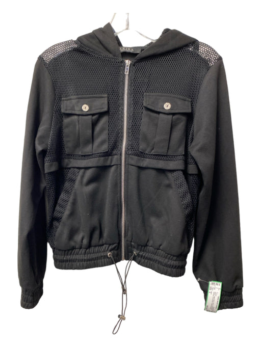 Akira Size S Black Cotton Blend Zip Up Perforated Hooded front pocket Jacket Black / S