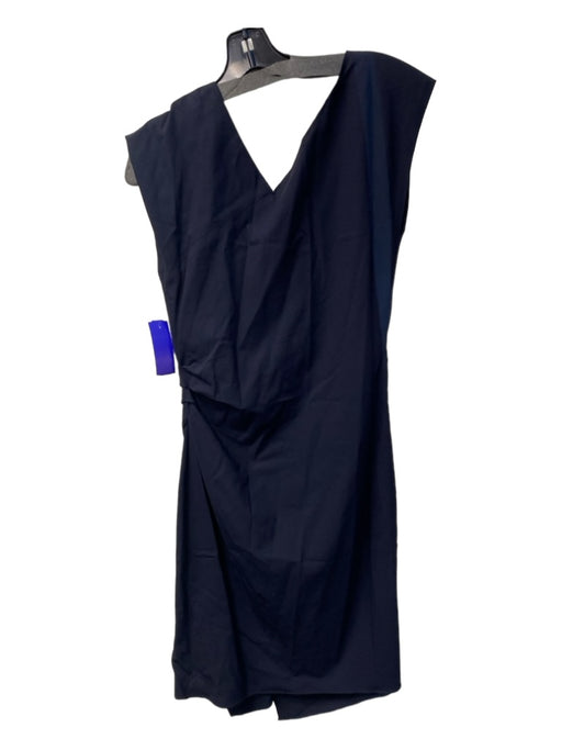 Veronica Beard Size 8 Navy Rayon Blend Asymetrical Neck Gathered Waist Dress Navy / 8