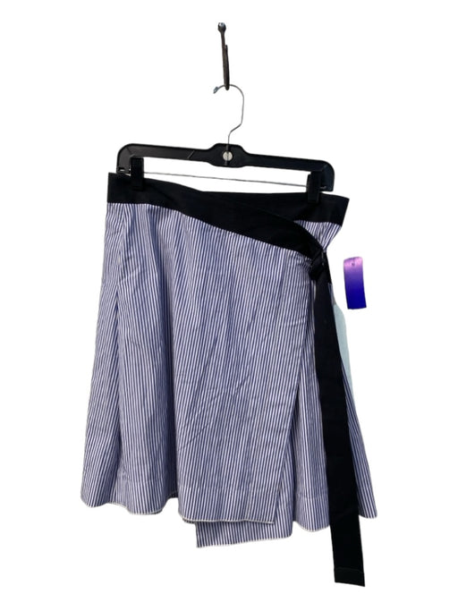 Rag & Bone Size 6 Black, White & Blue Cotton & Silk Striped Wrap Skirt Skirt Black, White & Blue / 6