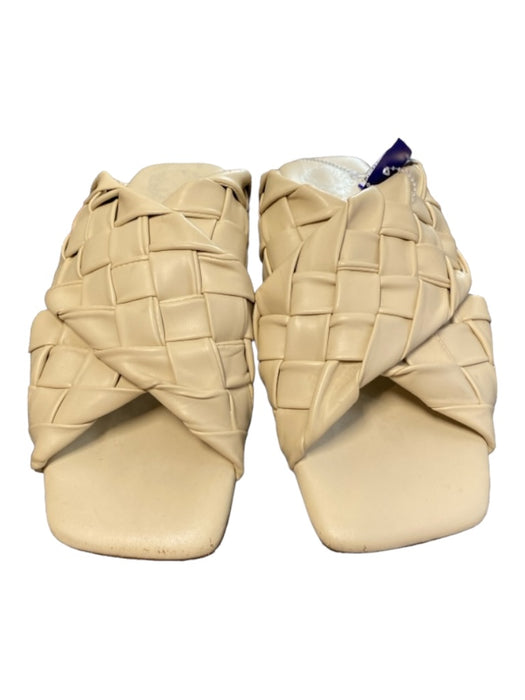 Vince Camuto Shoe Size 7 Beige Leather Square Toe Basket Weave Slide Shoes Beige / 7