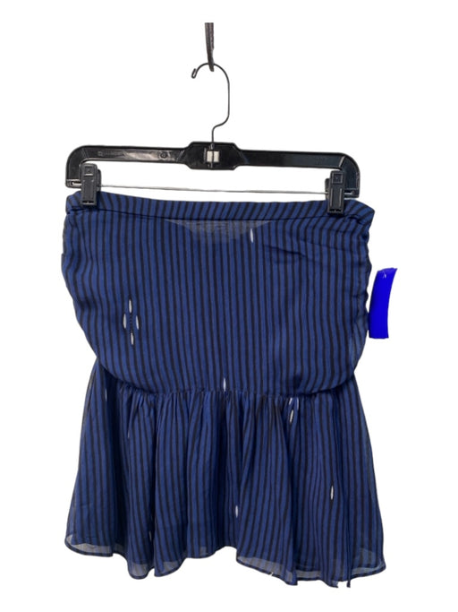 Isabel Marant Etoile Size 36 Black & Blue Viscose Strapless Side Zip Striped Top Black & Blue / 36
