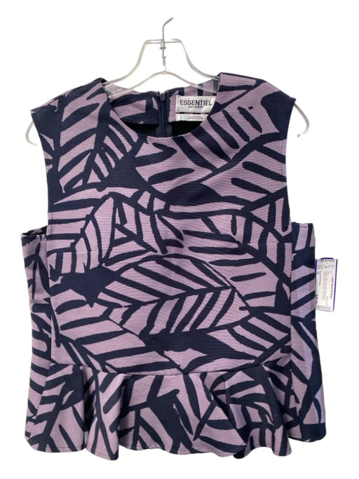 Essentiel Antwerp Size 36 Purple & Blue Polyester Sleeveless Graphic Print Top Purple & Blue / 36