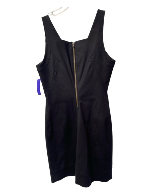 Helmut Lang Size 6 Black Cotton Blend V Neck Sleeveless Back Zip Body Con Dress Black / 6