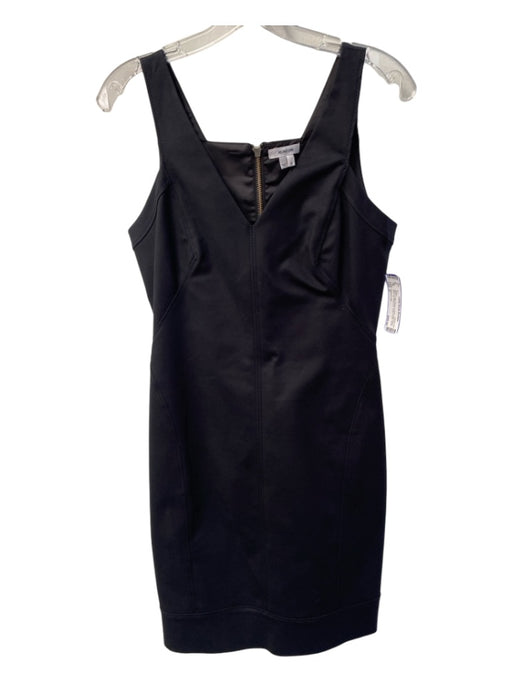 Helmut Lang Size 6 Black Cotton Blend V Neck Sleeveless Back Zip Body Con Dress Black / 6
