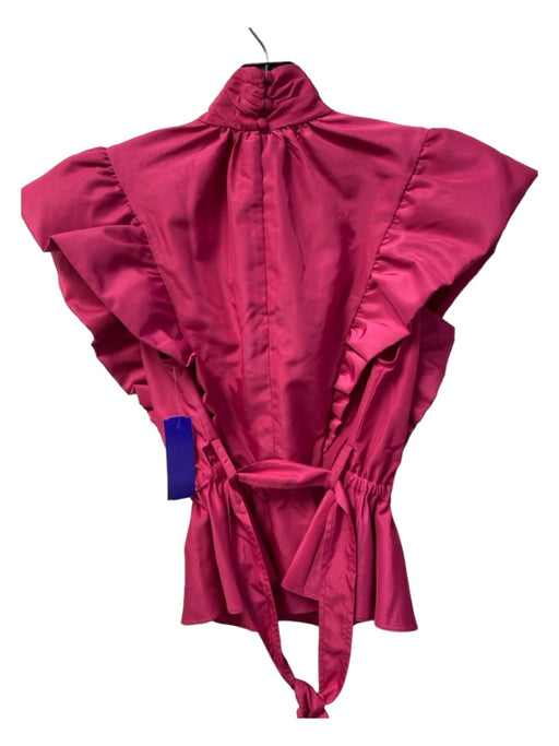 Derek Lam 10 Crosby Size 4 Hot pink Polyester Pintucked Belted Keyhole Back Top Hot pink / 4