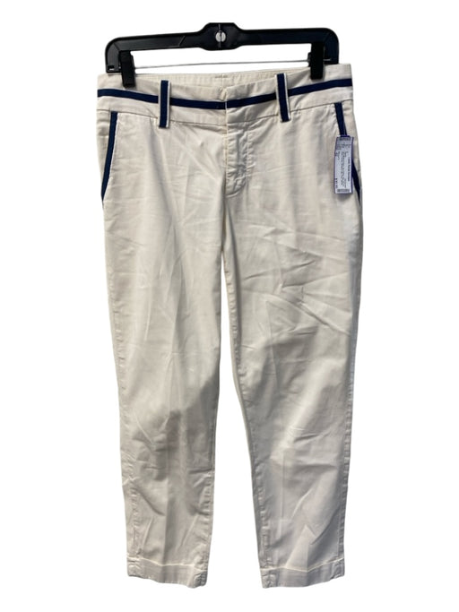 Mason"s Size 42 Off White & Navy No Fabric Tag Zip Fly Side Pocket Crop Pants Off White & Navy / 42