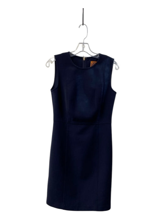 Tory Burch Size 4 Navy Wool Blend Sleeveless Back Zip Round Neck Dress Navy / 4