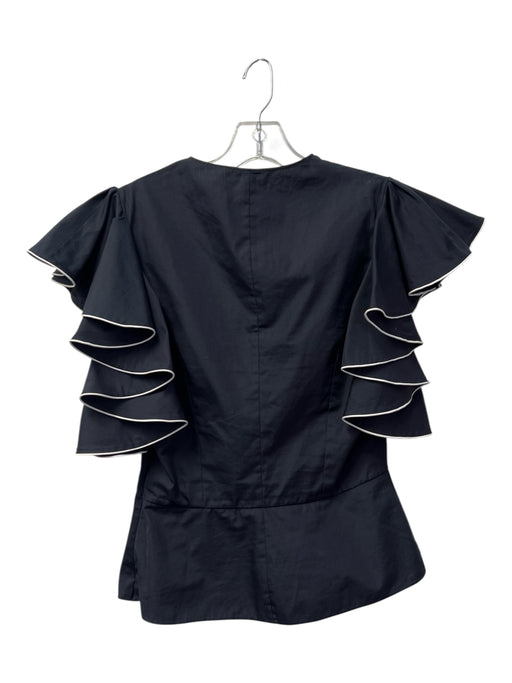 Alexander McQueen Size 40 Midnight No Fabric Tag Ruffle Sleeves Side Zip Top Midnight / 40