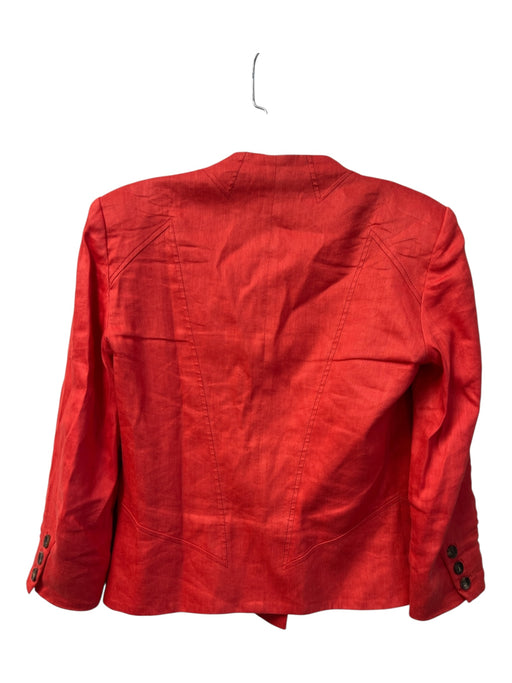 Helmut Lang Size 2 Red Linen Blend Double Button 3/4 Sleeve Shoulder Pads Jacket Red / 2