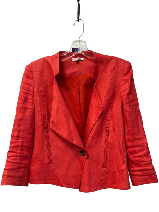 Helmut Lang Size 2 Red Linen Blend Double Button 3/4 Sleeve Shoulder Pads Jacket Red / 2