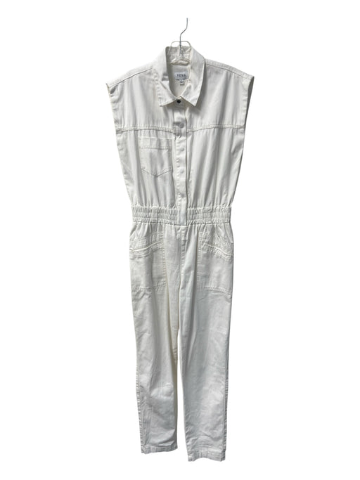 Pistola Size S White Cotton Collared Sleeveless Patch Pocket Jumpsuit White / S