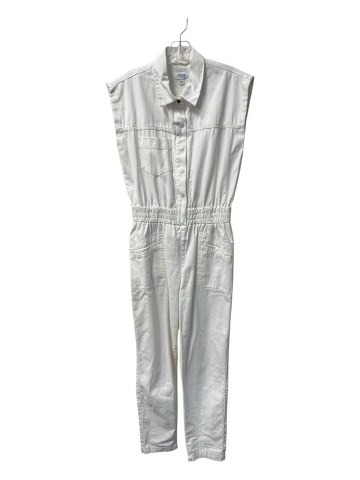 Pistola Size S White Cotton Collared Sleeveless Patch Pocket Jumpsuit White / S