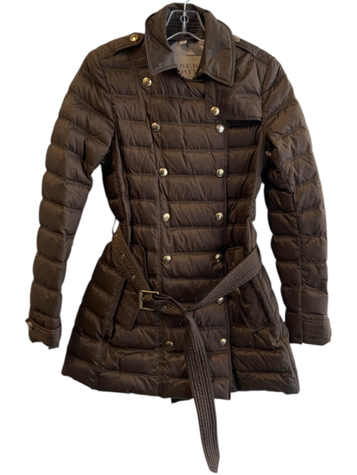 Burberry Brit Size XS Green Polymide Goose Down Puffer Epaulets Pockets Jacket Green / XS