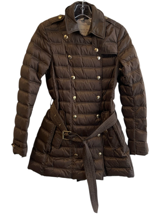 Burberry Brit Size XS Green Polymide Goose Down Puffer Epaulets Pockets Jacket Green / XS