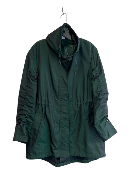 Akris Punto Size 4 Green Polyester Viscose Lining Water Repellent Sheen Jacket Green / 4