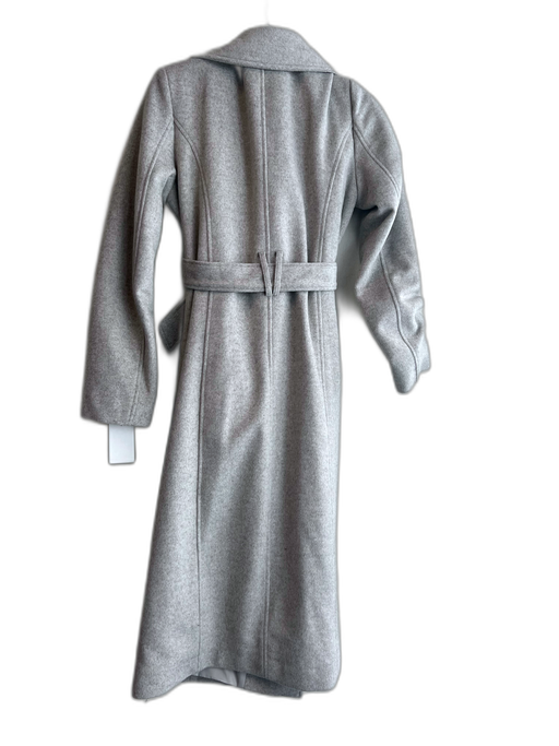 Cole Haan Signature Gray Wool Blend Zipper Heathered Tie Belt Long Coat Gray / 4