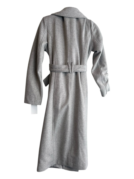 Cole Haan Signature Gray Wool Blend Zipper Heathered Tie Belt Long Coat Gray / 4