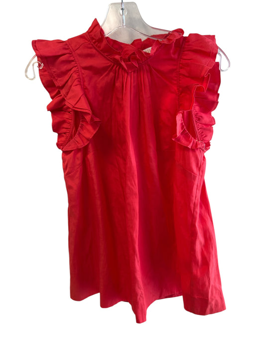 Marie Oliver Size Small Red Orange Silk & Cotton Sleeveless Ruffles Top Red Orange / Small