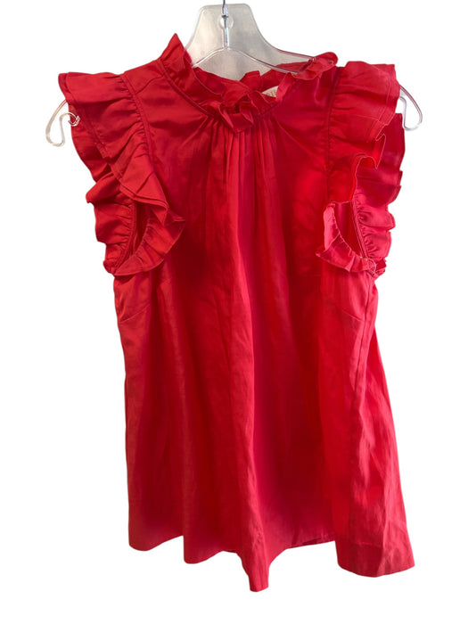 Marie Oliver Size Small Red Orange Silk & Cotton Sleeveless Ruffles Top Red Orange / Small