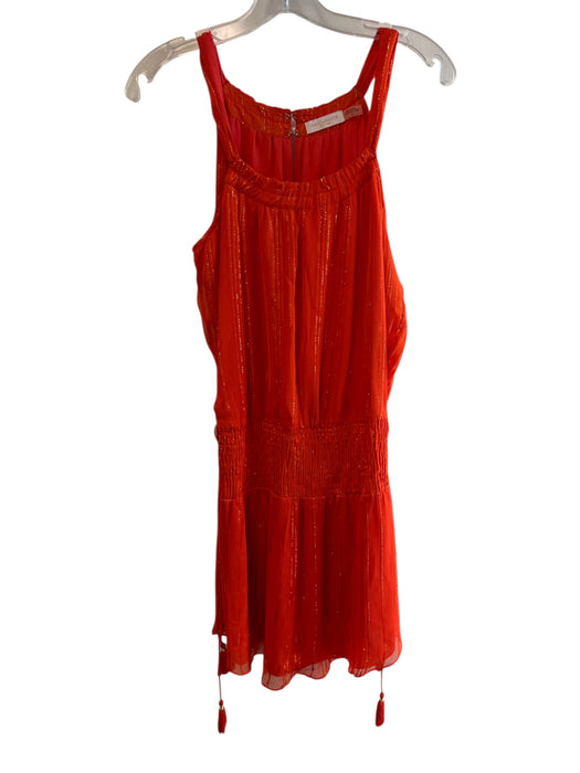 Ramy Brook Size S/P Orange Viscose Blend Gold Thread lined Side Ties Dress Orange / S/P