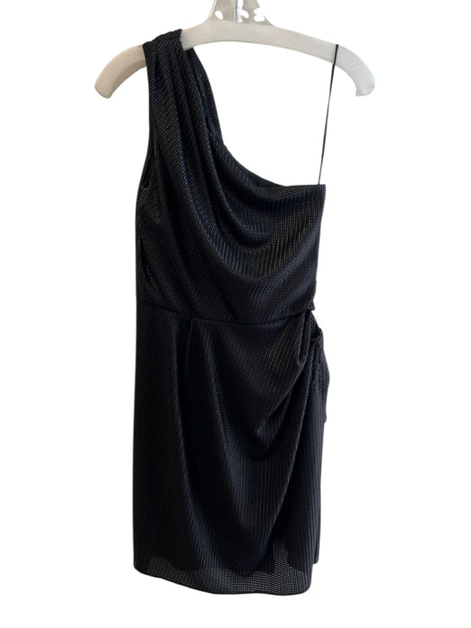 Alexander Wang Size 2 Black Triacetate Blend One Shoulder Texture Dress Black / 2