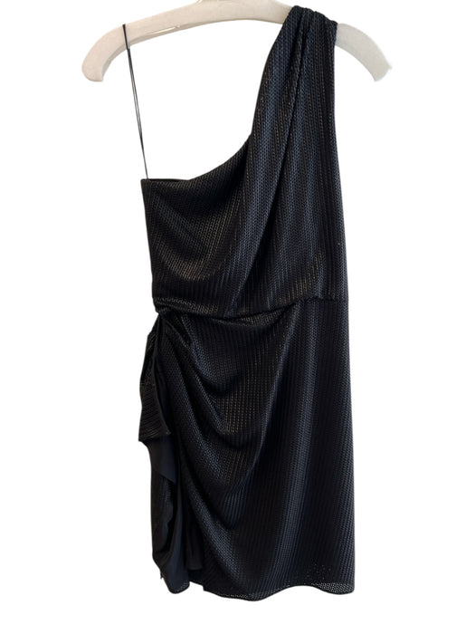Alexander Wang Size 2 Black Triacetate Blend One Shoulder Texture Dress Black / 2