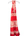 Tibi Size 4 Red & White Silk Abstract Floral High Neck Criss Cross Front Dress Red & White / 4