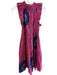 Ulla Johnson Size Est Small Purple & Navy Cotton High Ruffle Neck Pockets Dress Purple & Navy / Est Small