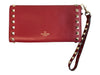 Valentino Garavani Red Leather Pyramid studs Solid Removable Strap Wallets Red