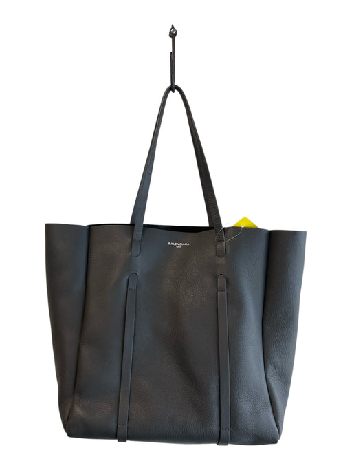 Balenciaga Gray Soft Leather Structured Minimalist Logo Top Handle Bag Gray / Large