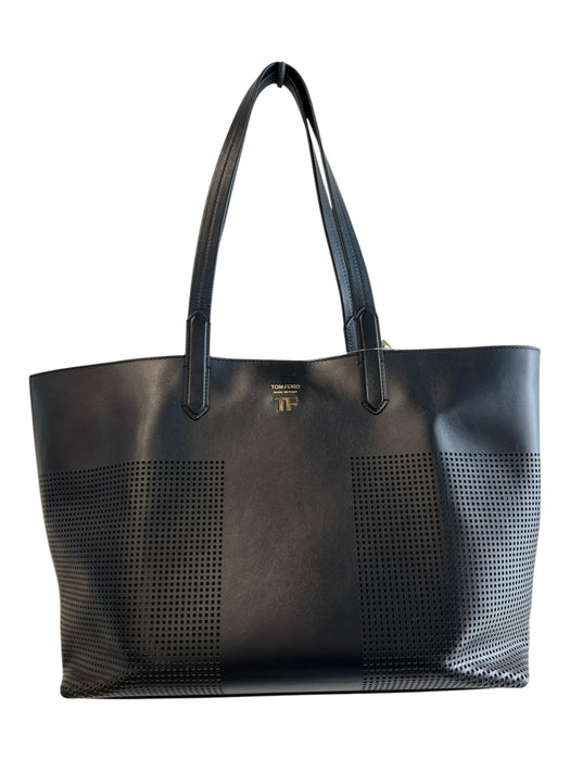 Tom Ford Black Calfskin Leather Perforated Interior Pockets shoulder bag Bag Black / One Size