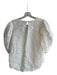 Veronica Beard Size 6 White Ramie 3/4 Sleeve Floral Detail Key hole Top White / 6