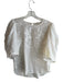 Veronica Beard Size 6 White Ramie 3/4 Sleeve Floral Detail Key hole Top White / 6