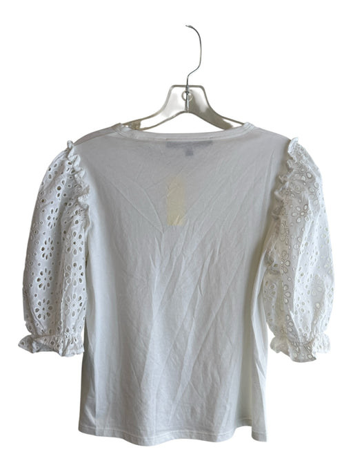 Veronica Beard Size S White 100% Prima Cotton Scoop Neck Puff 1/2 Sleeve Top White / S