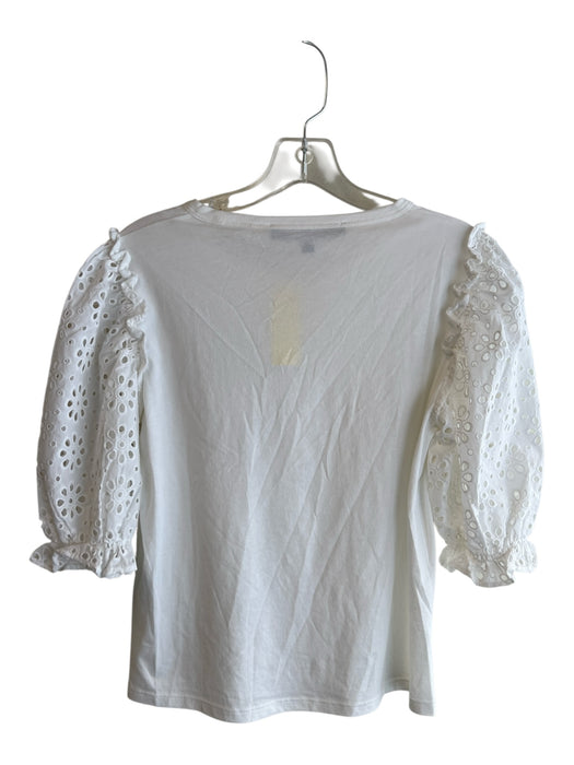 Veronica Beard Size S White 100% Prima Cotton Scoop Neck Puff 1/2 Sleeve Top White / S