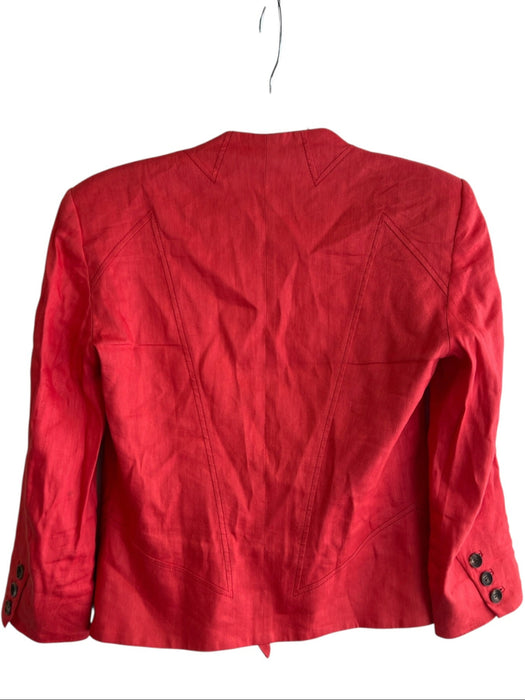 Helmut Lang Size 2 Red Linen & Viscose Long Sleeve Button Down Jacket Red / 2