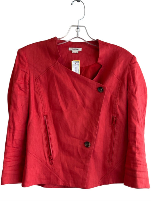 Helmut Lang Size 2 Red Linen & Viscose Long Sleeve Button Down Jacket Red / 2