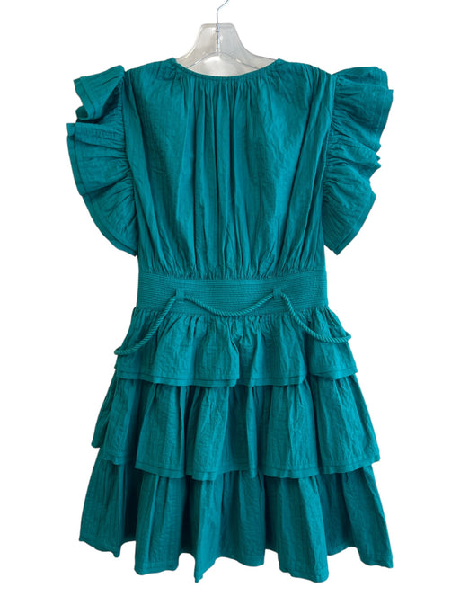 Ulla Johnson Size 2 Emerald Green No Fabric Tag V Neck Ruffle Cap Sleeve Dress Emerald Green / 2