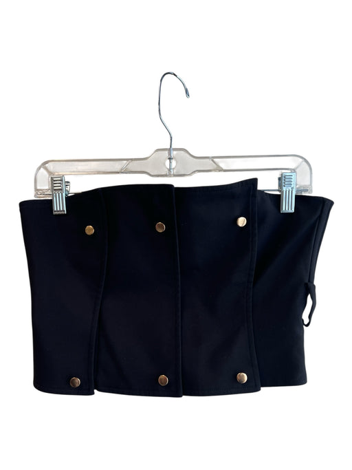 Camila Coelho Size S Black Cotton Blend Strapless Back Zip Gold Hardware Top Black / S